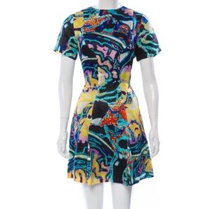 Christopher Kane MRI Brain Print A-Line Flare Silk Mini Dress US 10 UK 12 EU 40
